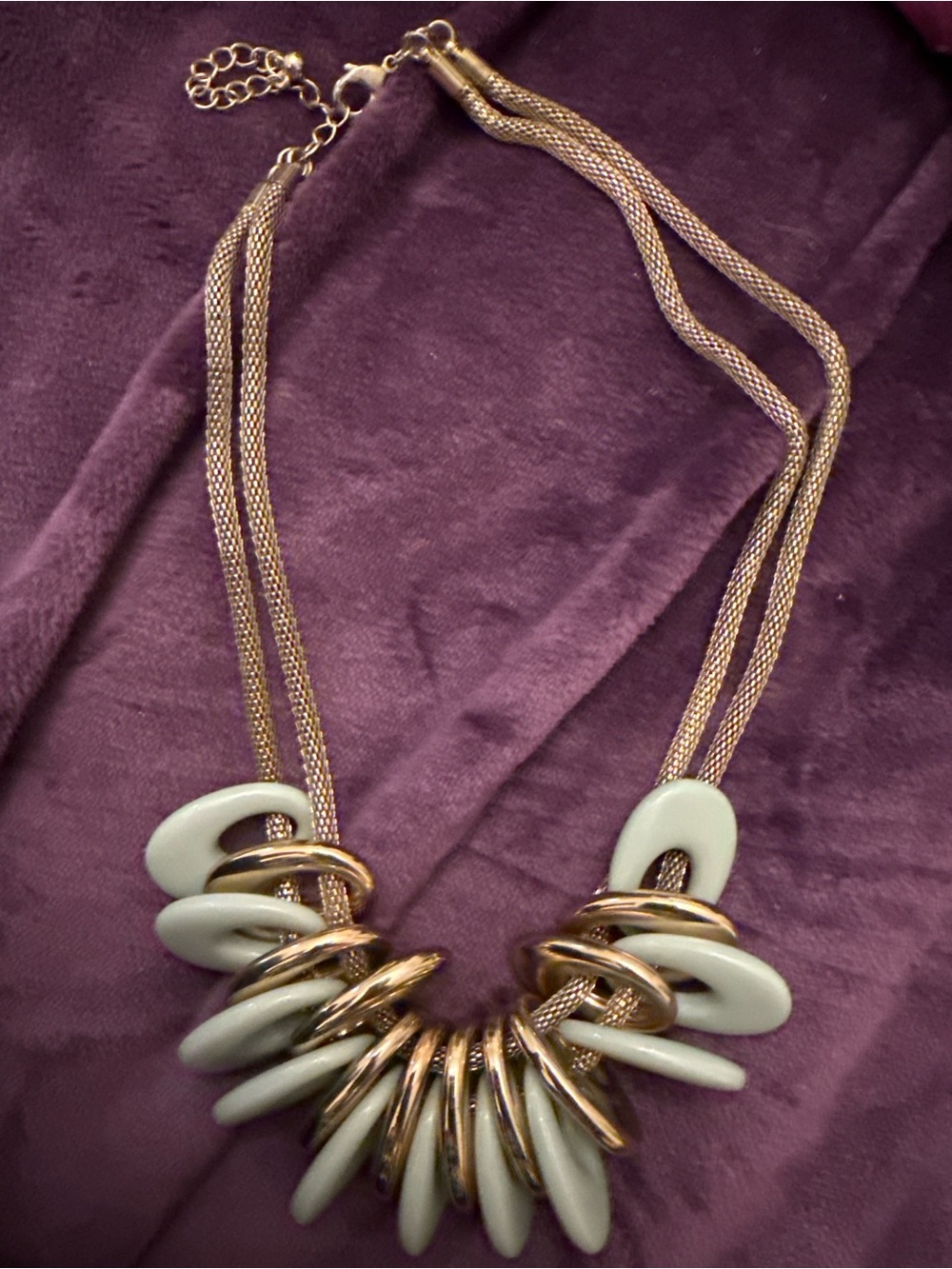 Gold-Tone & Cream Statement Necklace - Elegant Women’s Jewelry